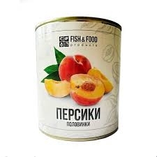 Персики "FISH&FOOD" половинки в сиропе, 820 г