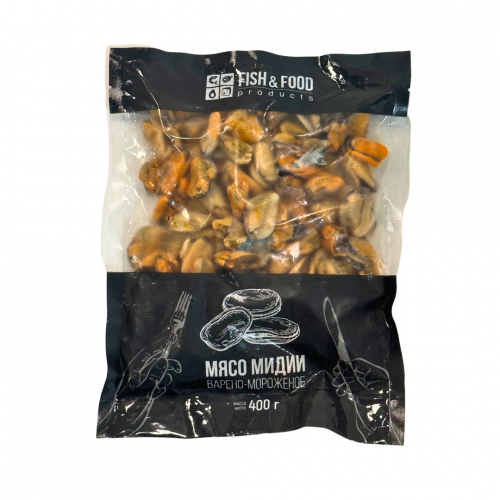 Мидии "Fish&Food" 200/300шт варено-мороженые, 400г