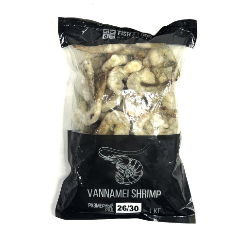 Креветки ваннамей 26/30 очищенные с хвостом, 1кг