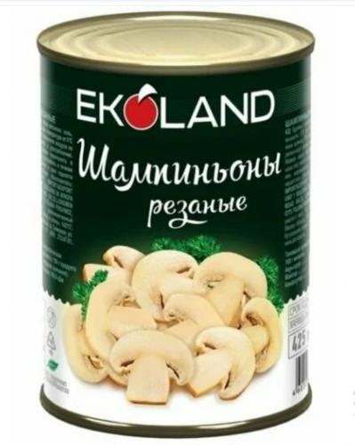 Шампиньоны "Ekoland" резаные, 850 мл