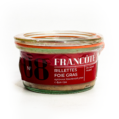 Консервы "Rillettes de canard foie gras" из мяса уток, ст.б,120 гр