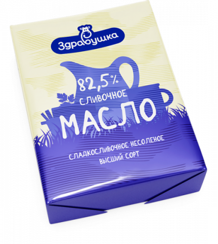 Масло сливочное "Здравушка" 82,5%, 180г