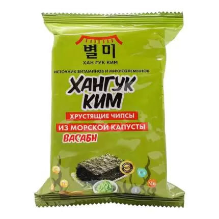 Чипсы из морской капусты "Хан Гук Ким" вкус васаби, 5 гр
