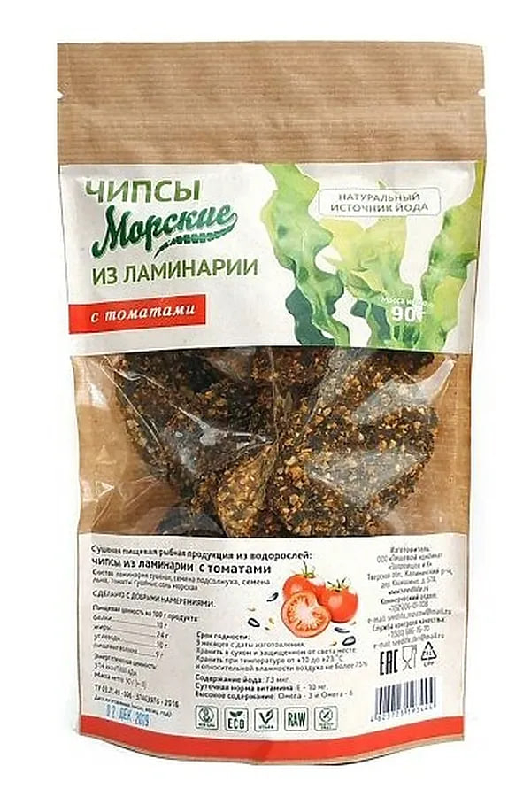 Морские чипсы из ламинарии с томатом, 90 г