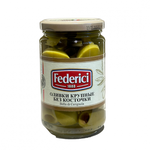 Оливки "Federici Bella di Cerignola" крупные без косточки, 300 г
