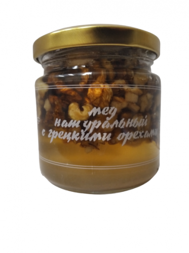 Мед натуральный с грецкими орехами, 240г Мед натуральный с грецкими орехами, 240г