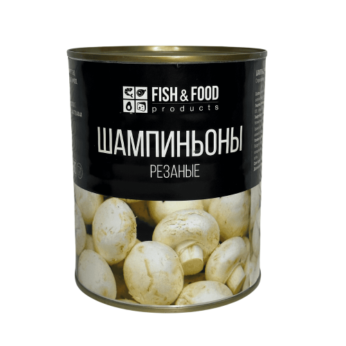 Шампиньоны "Fish&Food" резанные, 850 мл Шампиньоны "Fish&Food" резанные, 850 мл