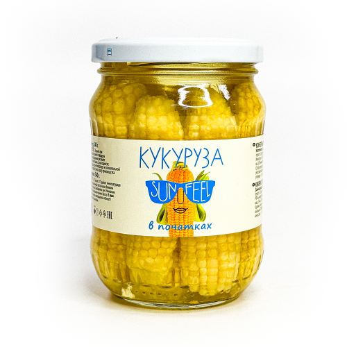 Кукуруза "Sunfeel" в початках консервированная, 370мл
