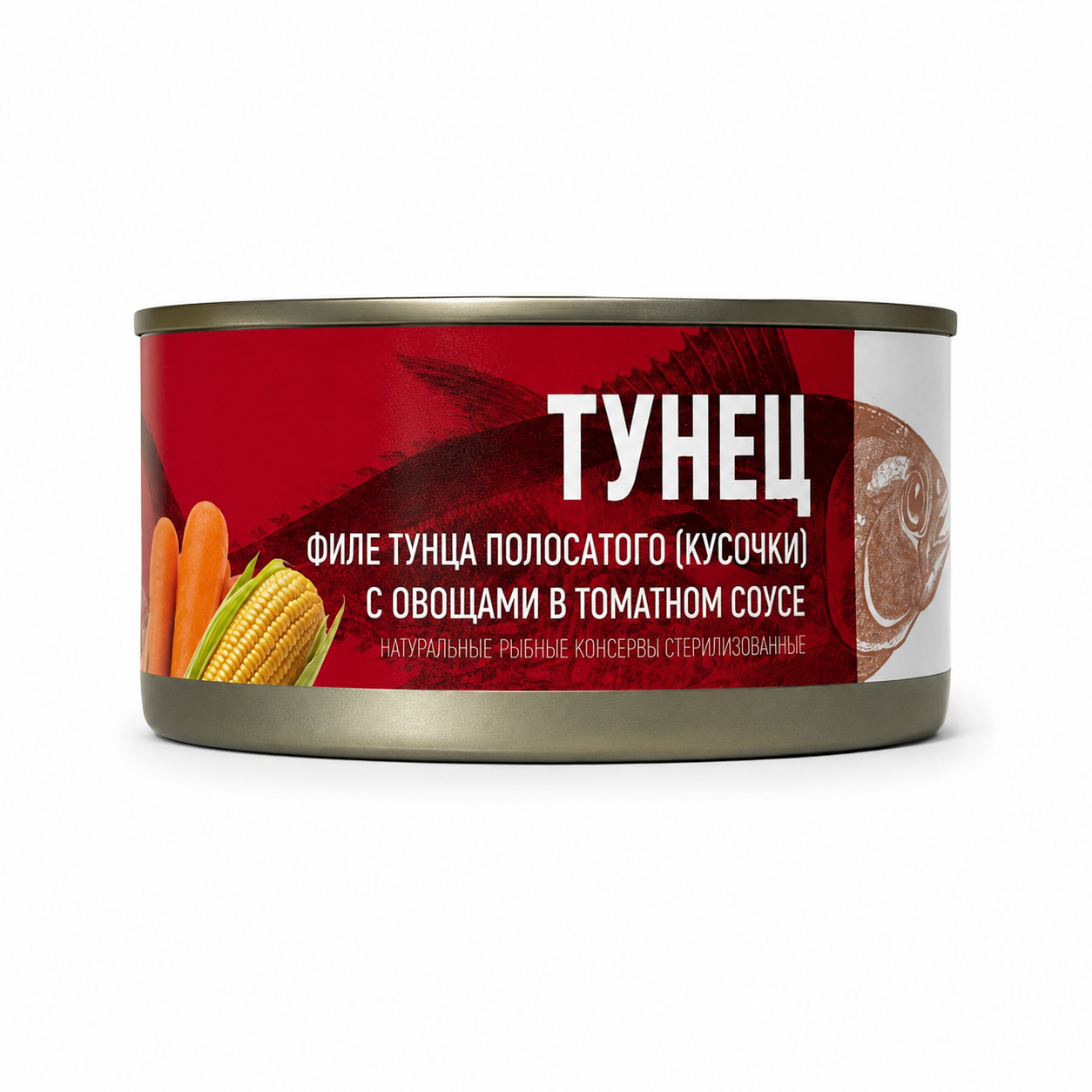 Филе тунца "FISH&FOOD" кусочки с овощами в томатном соусе, 170 г