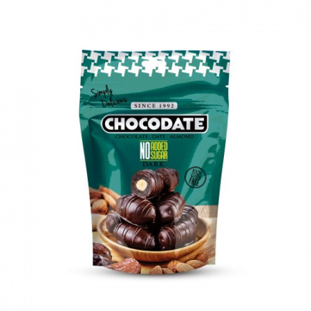 Финики с миндалем "Chocodate" в горьком шоколаде без сахара, 100 г