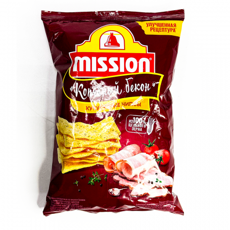 Чипсы "Mission" кукурузные со вкусом бекона, 150 гр