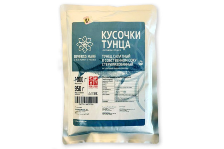 Тунец "FISH&FOOD" кусочки в собственном соку, 1000г