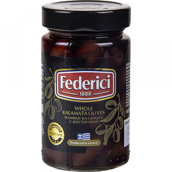 Оливки "Federici" Каламата с косточкой, 300 гр