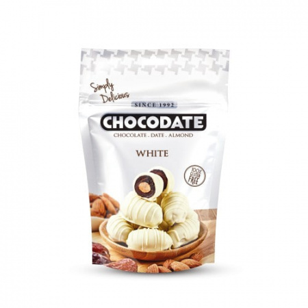 Финики с миндалем "Chocodate" в белом шоколаде, 100 г